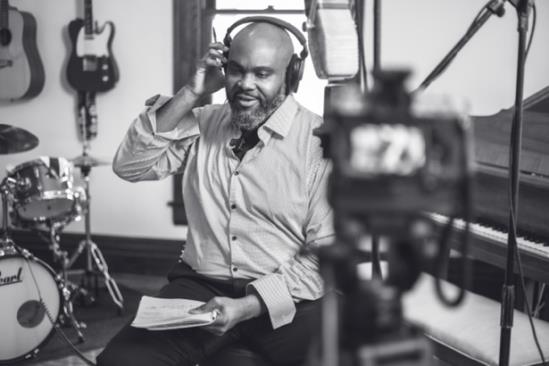 Brandon recording vocals